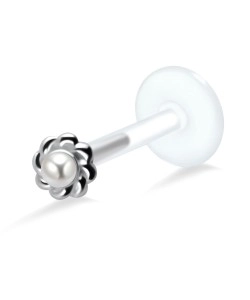 Pearl Set Flower Shaped Labret Push-in LA-734p